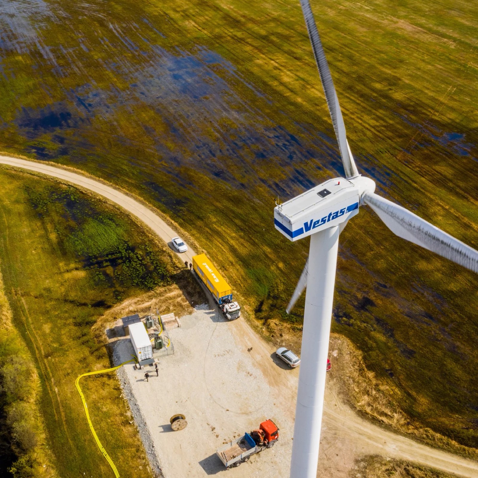 Vestas wind turbine seen from above